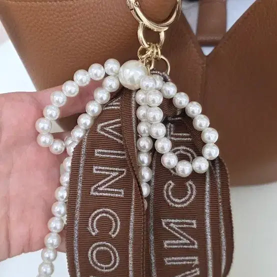 [BUNJANG] Time Eclipse Leather Tote Bag with Lanvin Pearl Charm / 새상품)한섬 타임 가죽 이클립스백 + 랑방진주 장식