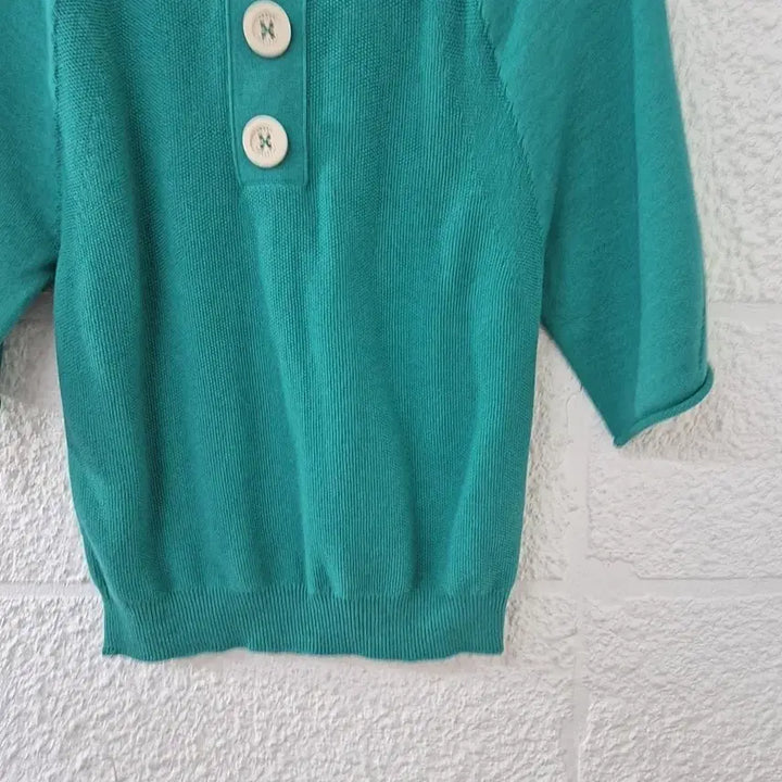 [BUNJANG] Lucky Chouette Button Short Sleeve Knit / 럭키슈에뜨 버튼 반팔 니트