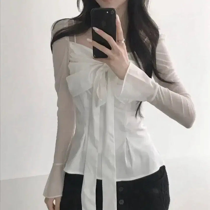 [SOLD OUT] 힐다 고희 실키 스완 블라우스 화이트