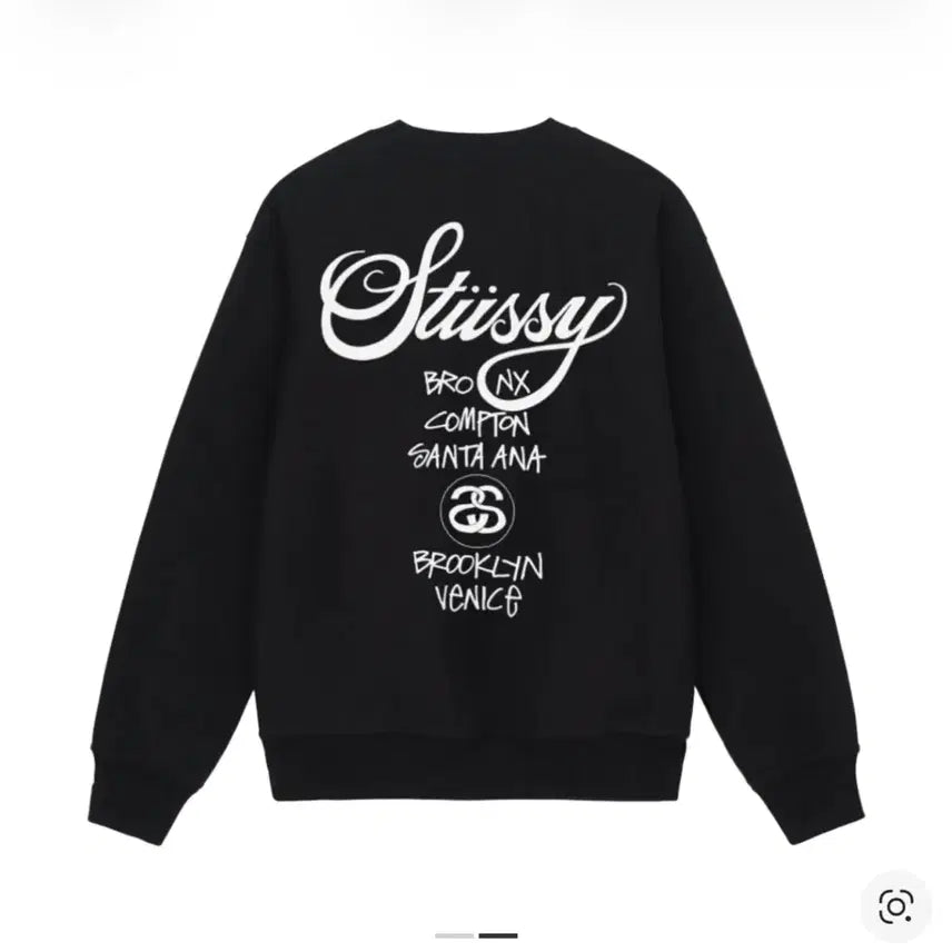 [BUNJANG] Stussy World Tour Crewneck Black M / 스투시 월드투어 크루넥 블랙 M