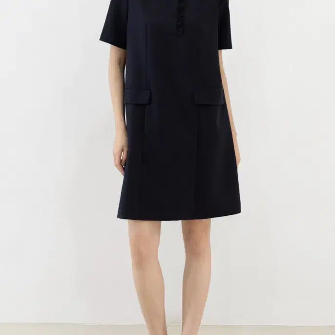 [BUNJANG] Odd Line Placket Frill Dress M / 오드라인 플라켓 프릴 원피스