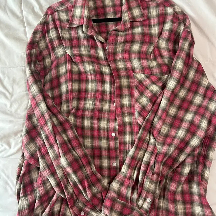 [BUNJANG] Noculus Check Bite Shirt Cherry Size 2 / 노쿨러스 체크 바이트 셔츠 체리 사이즈 2