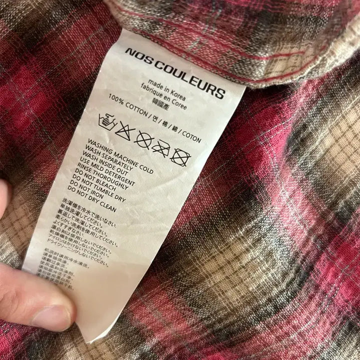 [BUNJANG] Noculus Check Bite Shirt Cherry Size 2 / 노쿨러스 체크 바이트 셔츠 체리 사이즈 2