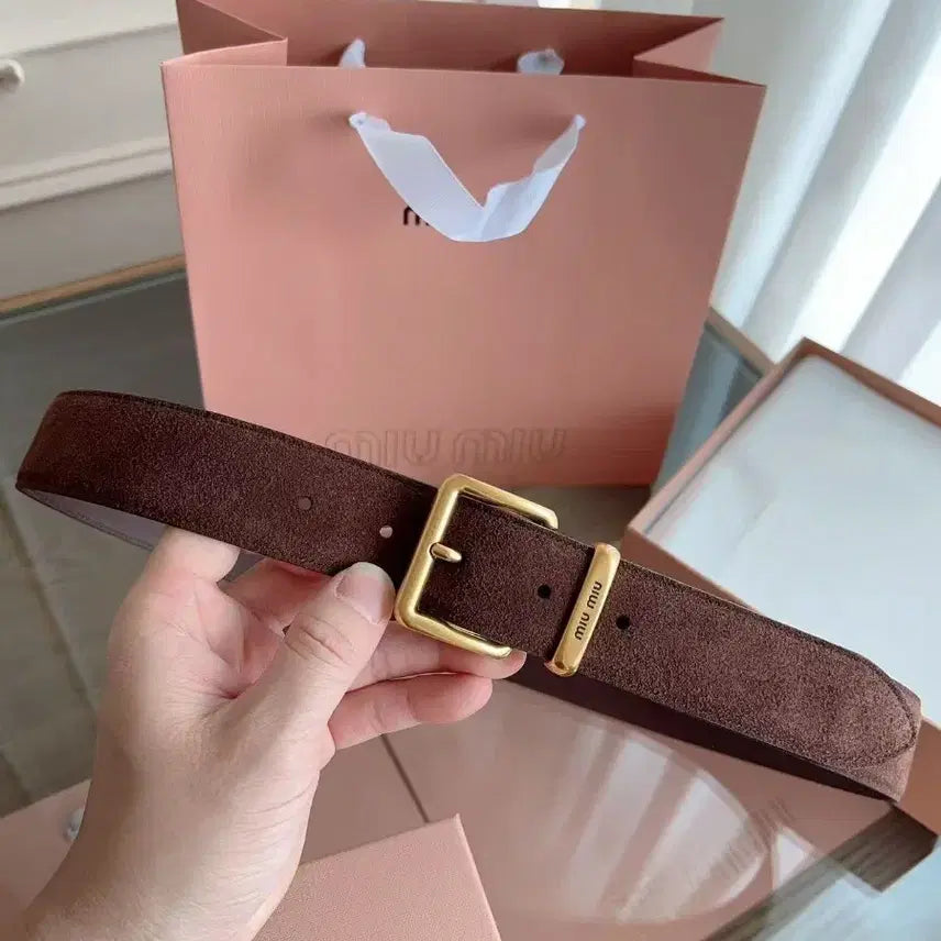 [BUNJANG] 미우미우 여성용 카키색 스웨이드 벨트 80 폭 3.5cm / 미우미우 여성용 카키색 스웨이드 벨트 80 폭 3.5cm