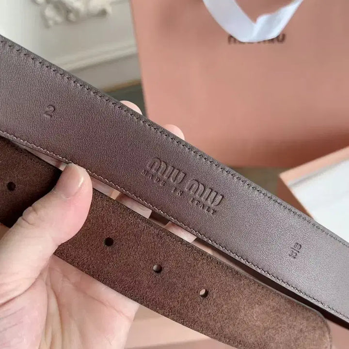 [BUNJANG] 미우미우 여성용 카키색 스웨이드 벨트 80 폭 3.5cm / 미우미우 여성용 카키색 스웨이드 벨트 80 폭 3.5cm