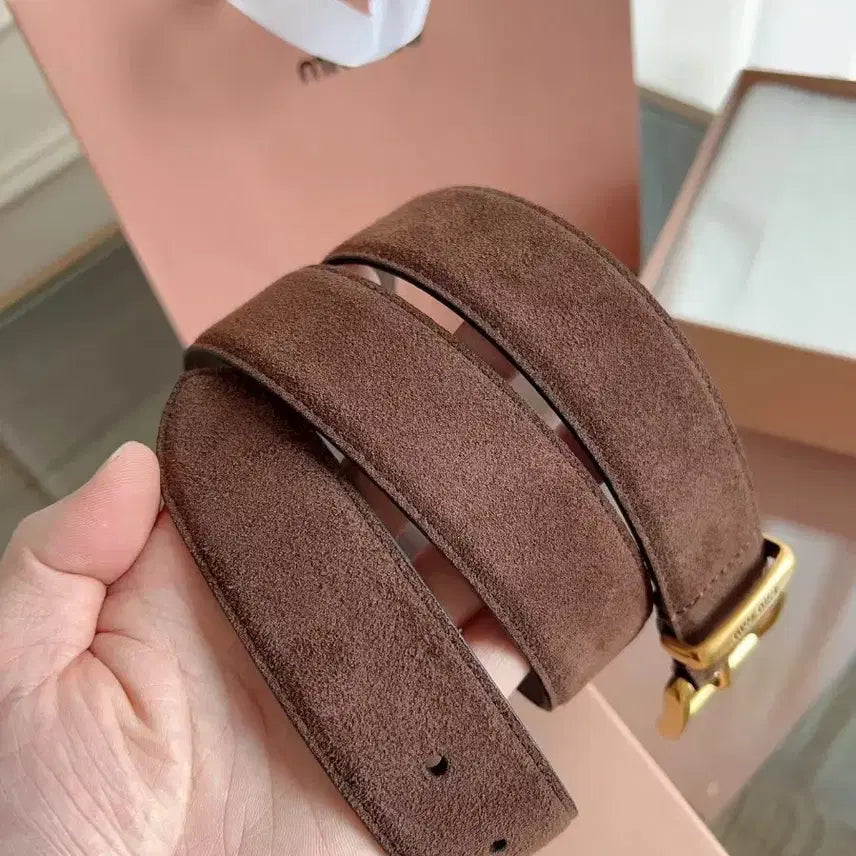 [BUNJANG] 미우미우 여성용 카키색 스웨이드 벨트 80 폭 3.5cm / 미우미우 여성용 카키색 스웨이드 벨트 80 폭 3.5cm