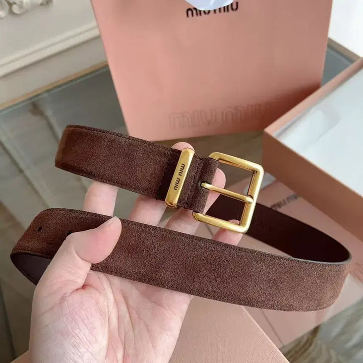 [BUNJANG] 미우미우 여성용 카키색 스웨이드 벨트 80 폭 3.5cm / 미우미우 여성용 카키색 스웨이드 벨트 80 폭 3.5cm