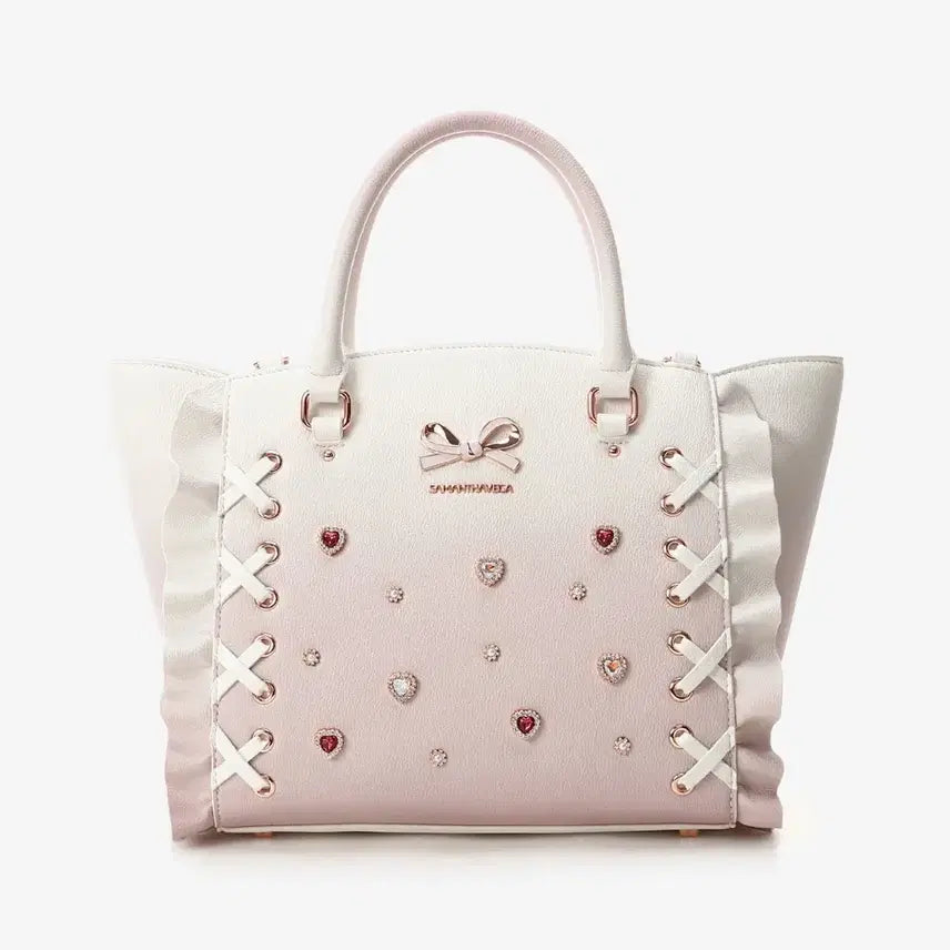 [BUNJANG] Samansa Vega Lace-up Heart Beaded Gradient Flutter Bag Shoulder Bag / 사만사베가 레이스업 하트 비즈 그라데이션 플러터 가방 숄더백