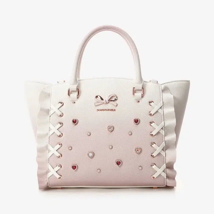 [BUNJANG] Samansa Vega Lace-up Heart Beaded Gradient Flutter Bag Shoulder Bag / 사만사베가 레이스업 하트 비즈 그라데이션 플러터 가방 숄더백