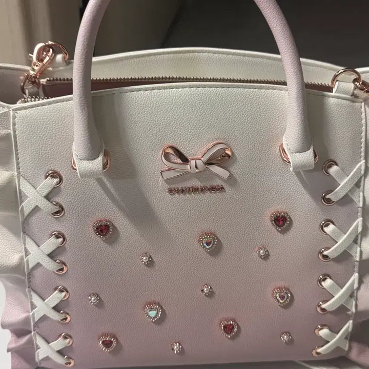 [BUNJANG] Samansa Vega Lace-up Heart Beaded Gradient Flutter Bag Shoulder Bag / 사만사베가 레이스업 하트 비즈 그라데이션 플러터 가방 숄더백