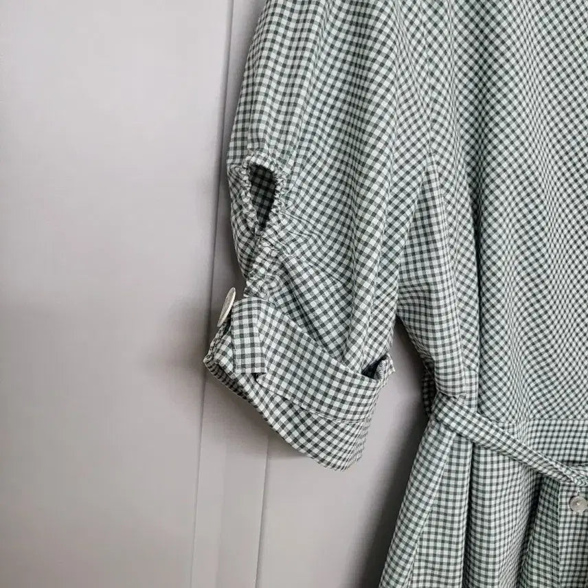 [BUNJANG] ZOOC Gingham Check Collar Belt Long Dress / 쥬크 깅엄체크 카라 벨트 롱 원피스