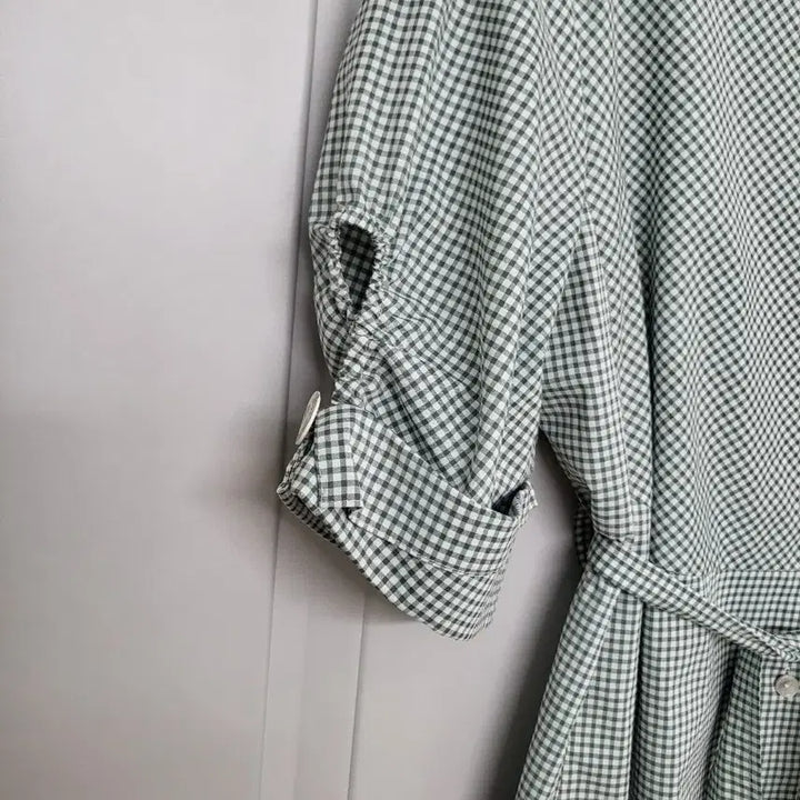 [BUNJANG] ZOOC Gingham Check Collar Belt Long Dress / 쥬크 깅엄체크 카라 벨트 롱 원피스