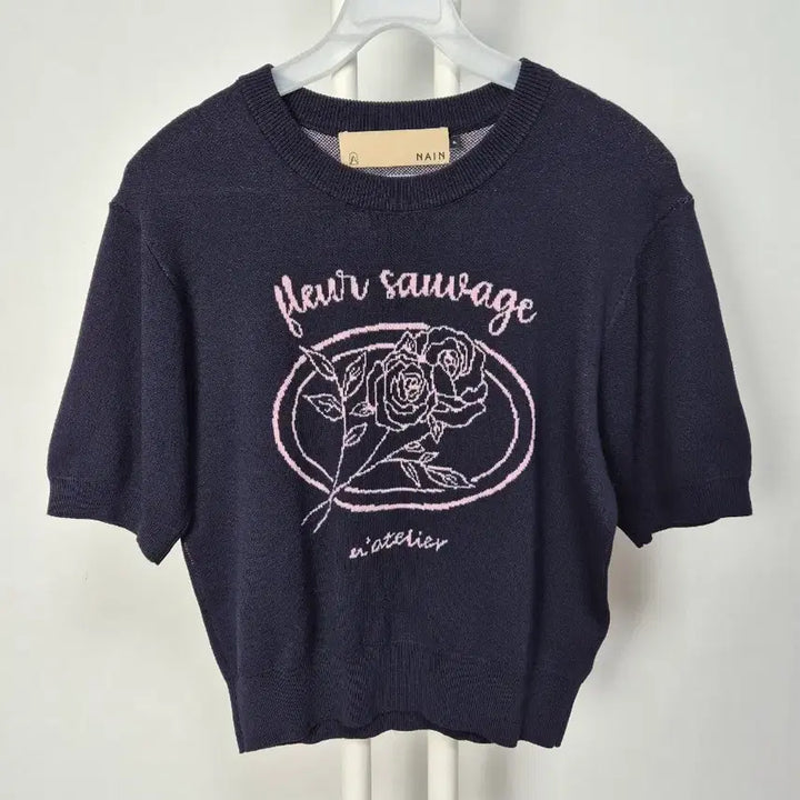 [BUNJANG] NAIN Flower Short Sleeve Knit Top / NAIN  플라워 반팔 니트