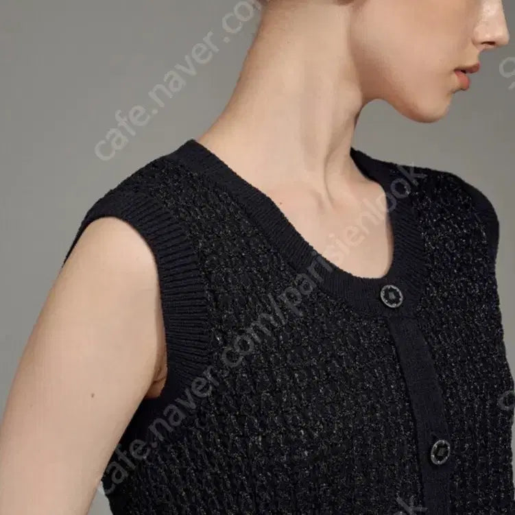 [BUNJANG] Hansem Lanvin Glitter Button-Up Knit Vest / 한섬 랑방 글리터 버튼업 니트베스트