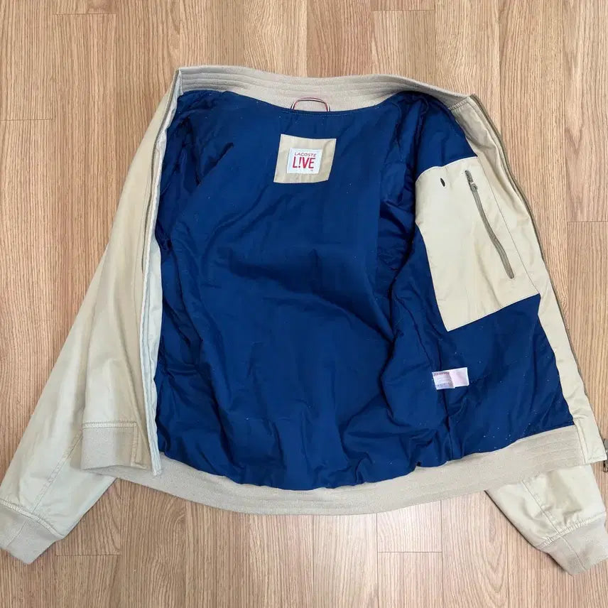 [BUNJANG] Lacoste Live Bomber Jacket Beige Cotton / 라코스테 LIVE 봄버 자켓 (50 사이즈)