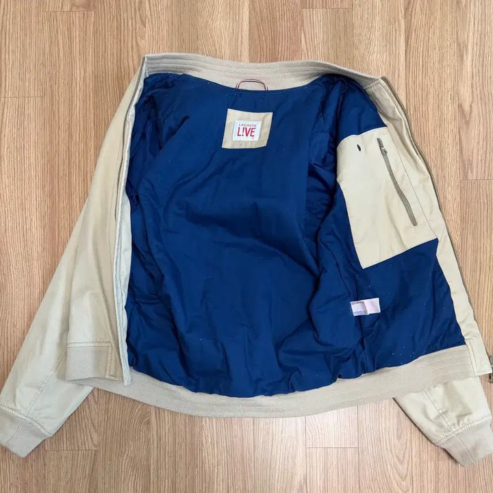 [BUNJANG] Lacoste Live Bomber Jacket Beige Cotton / 라코스테 LIVE 봄버 자켓 (50 사이즈)