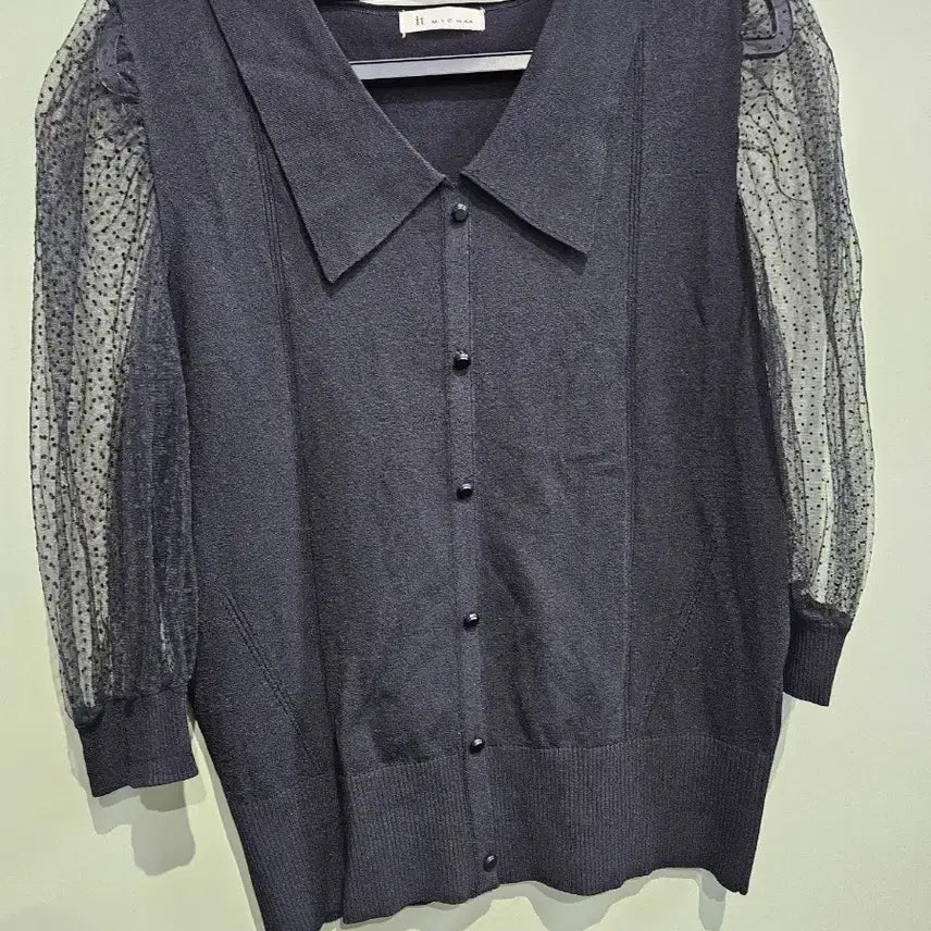 [BUNJANG] IT MICHAA Sheer Sleeve Summer Collar Knit / 잇미샤 시스루 소매 여름카라니트