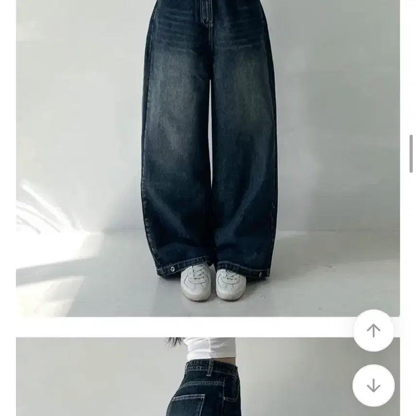 [BUNJANG] Ably Janning Wide Snap Pants Grayish Blue / 에이블리 제이닝 와이드 밑단 스냅팬츠 그레이시진청