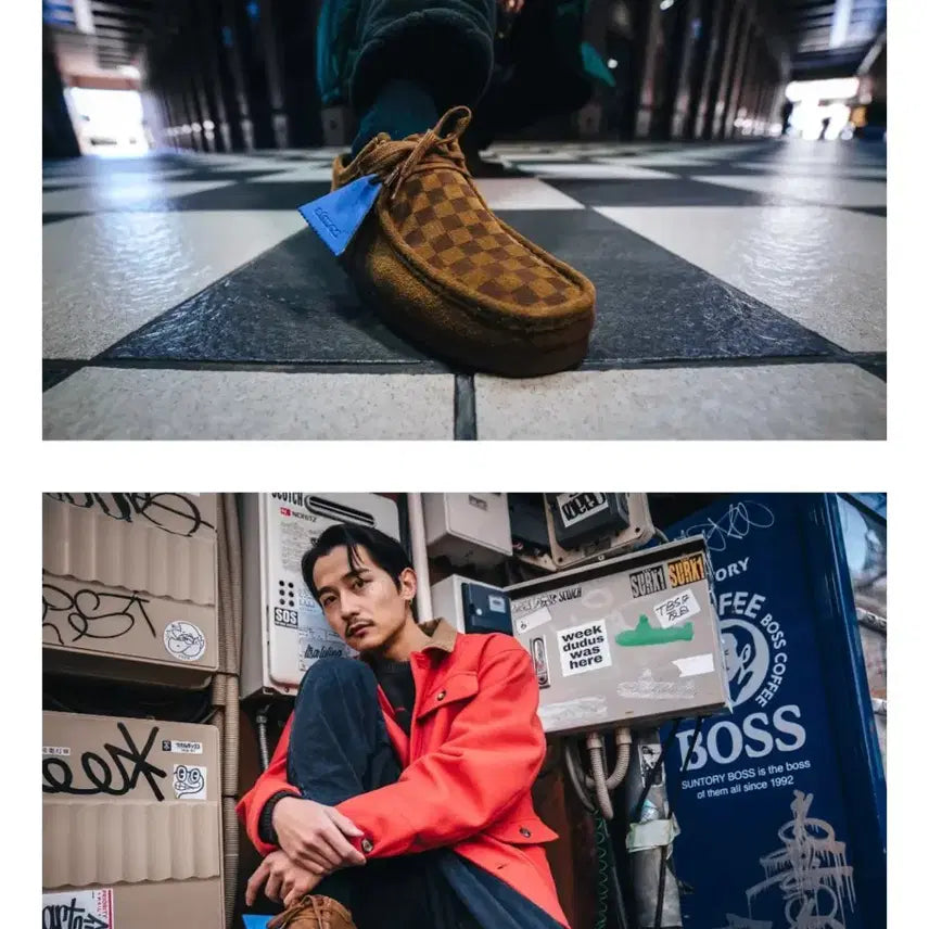 [BUNJANG] F-LAGSTUF-F x Clarks Wallabee Checkerboard Shoes / [새상품] 플래그스터프 x 클락스 왈라비 체커보드 265(US9)