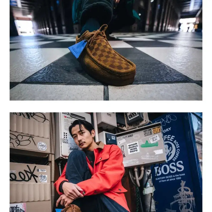 [BUNJANG] F-LAGSTUF-F x Clarks Wallabee Checkerboard Shoes / [새상품] 플래그스터프 x 클락스 왈라비 체커보드 265(US9)