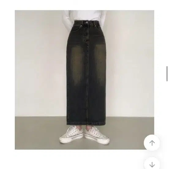 [BUNJANG] Vintage Washed Denim Long Skirt (Black-Blue, L Size) / [새상품]빈티지 워싱 데님 롱 스커트 흑청 기본/L사이즈