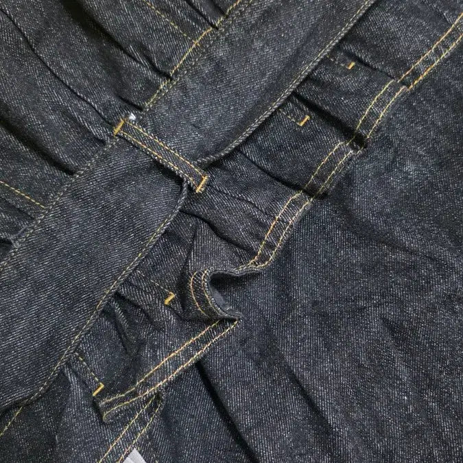 [BUNJANG] Chiffon Slit Denim Long Skirt / 쉬폰 절개 데님 롱스커트 F 새거