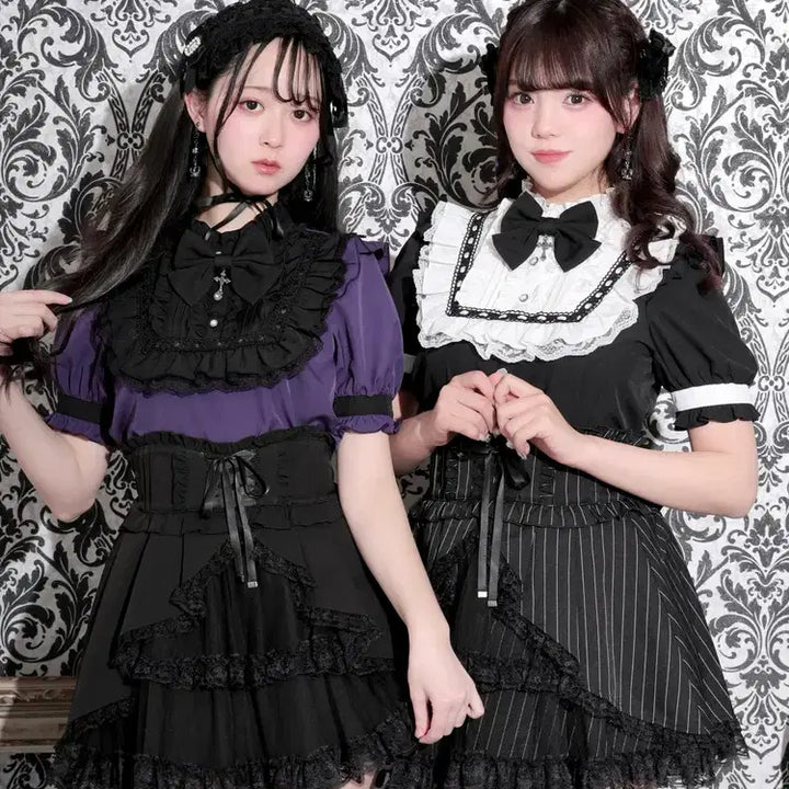 [BUNJANG] NOEMIE Gothic Ribbon Square Yoke Short Sleeve Blouse / 노에미 NOEMIE 고딕 리본 스퀘어 요크 반팔 블라우스