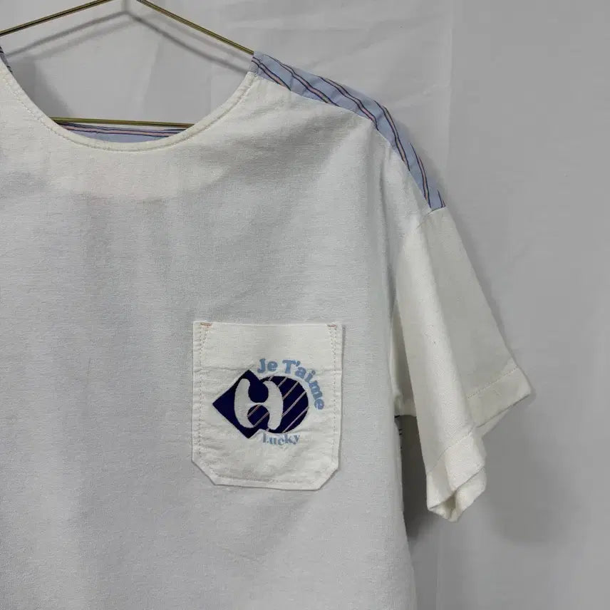[SOLD OUT] 럭키슈에뜨 백리본 스트라이프 배색 반팔
