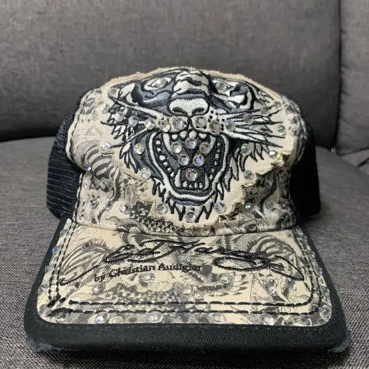 [BUNJANG] Ed Hardy Swarovski Mesh Snapback Hat / Ed Hardy  에디하디 스냅백 스와로브스키 모자