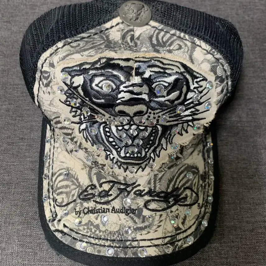 [BUNJANG] Ed Hardy Swarovski Mesh Snapback Hat / Ed Hardy  에디하디 스냅백 스와로브스키 모자