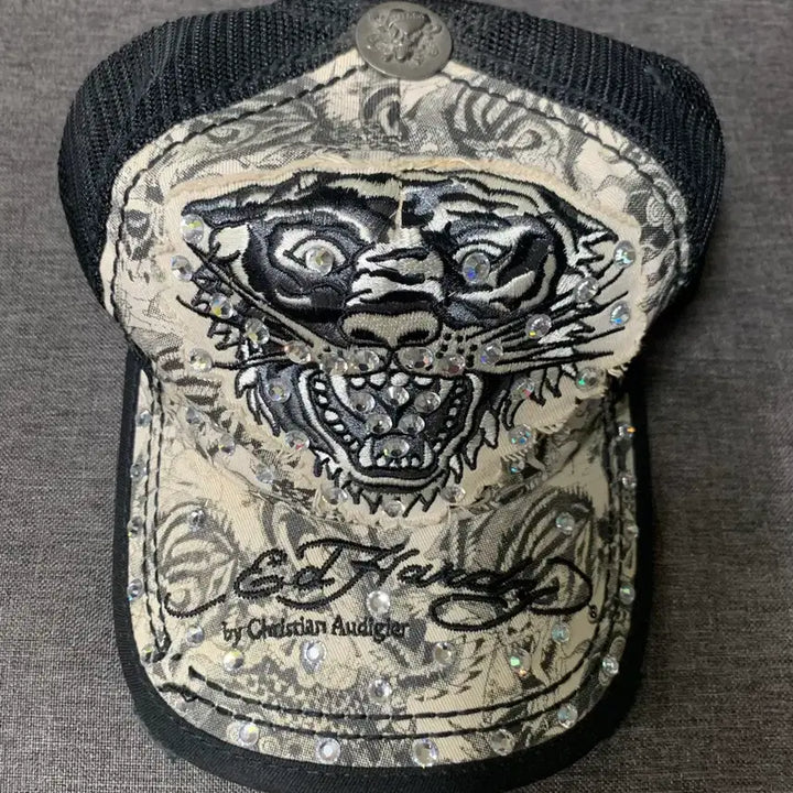 [BUNJANG] Ed Hardy Swarovski Mesh Snapback Hat / Ed Hardy  에디하디 스냅백 스와로브스키 모자