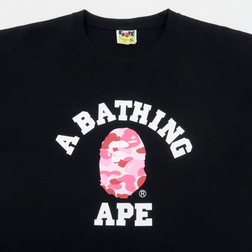 [BUNJANG] BAPE ABC Camo College T-Shirt Black Pink 2XL / [2XL]베이프 컬리지 블랙핑크 티셔츠