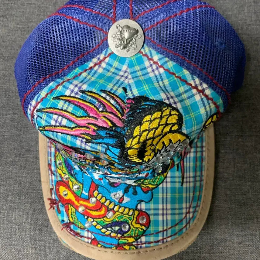 [BUNJANG] Ed Hardy Swarovski Embellished Snapback Hat / Ed Hardy  에디하디 스냅백 스와로브스키 모자