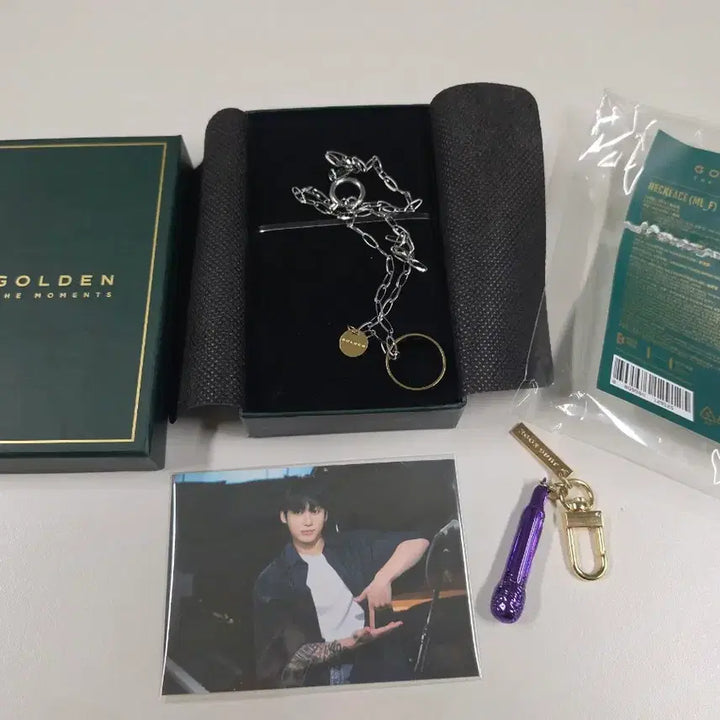 [SOLD OUT] 방탄 소년단 정국 골든 목걸이(포카O)  + 마이크키링