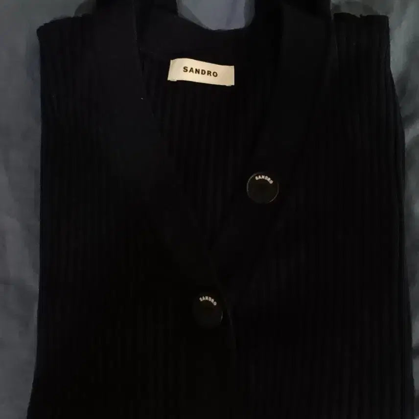 [BUNJANG] Sandro Navy Ribbed Cardigan / 산드로 네이비 골지 가디건