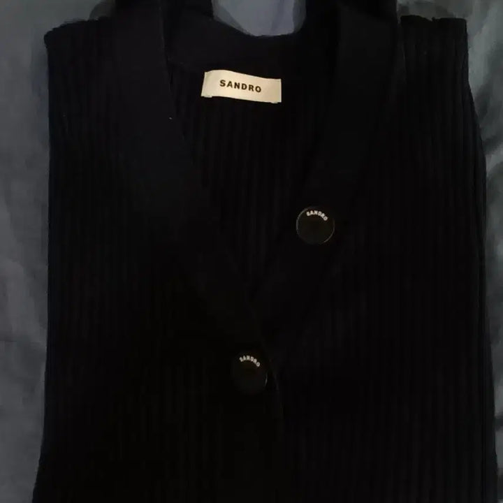 [BUNJANG] Sandro Navy Ribbed Cardigan / 산드로 네이비 골지 가디건