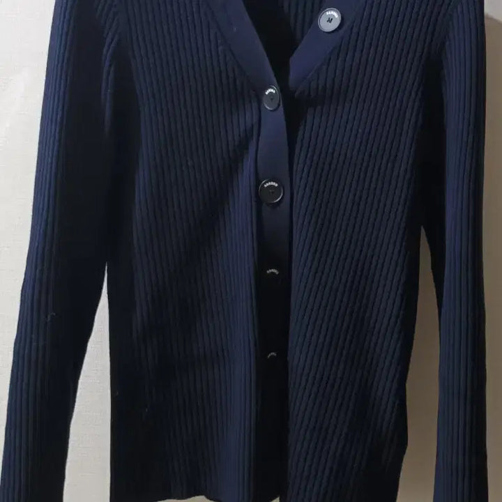 [BUNJANG] Sandro Navy Ribbed Cardigan / 산드로 네이비 골지 가디건
