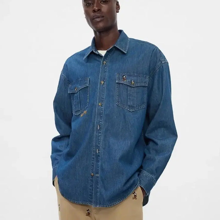 [BUNJANG] Gap x Disney Collaboration Western Denim Shirt / 갭 x 디즈니 콜라보 웨스턴 데님 셔츠