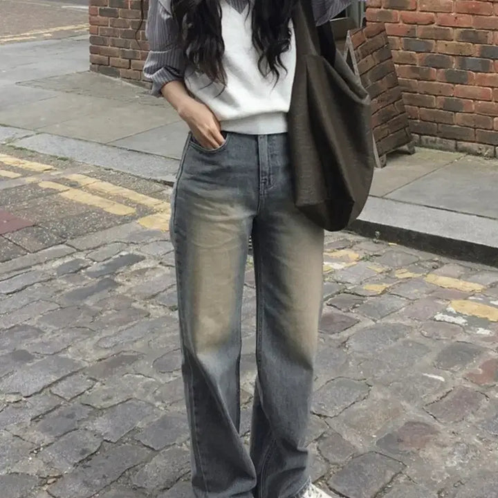 [BUNJANG] Slowand Tint Light Vintage Mid-Blue Ochre Washing Denim L / 슬로우앤드 틴라이트 빈티지중청 황토워싱데님 L