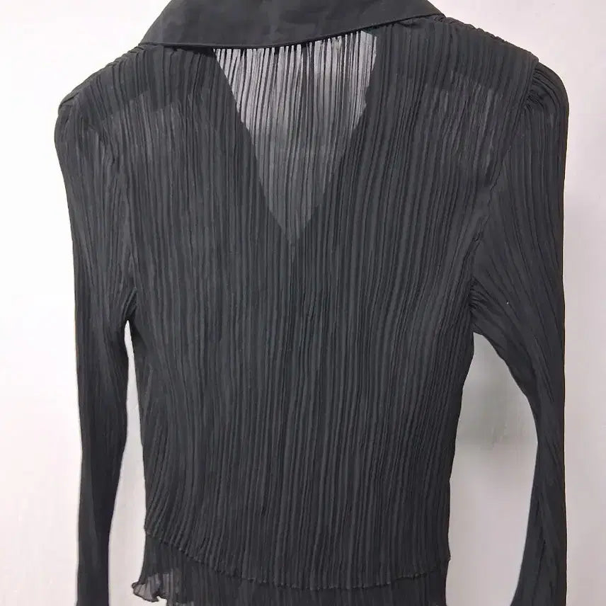 [BUNJANG] Black Sheer Shirred Long Sleeve Blouse / 블랙 시스루 셔링 긴팔 블라우스66 외 망사 상의 88 개당