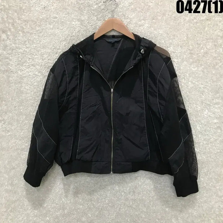 [SOLD OUT] L.Come 블랙 메쉬 후드 집업 자켓 s