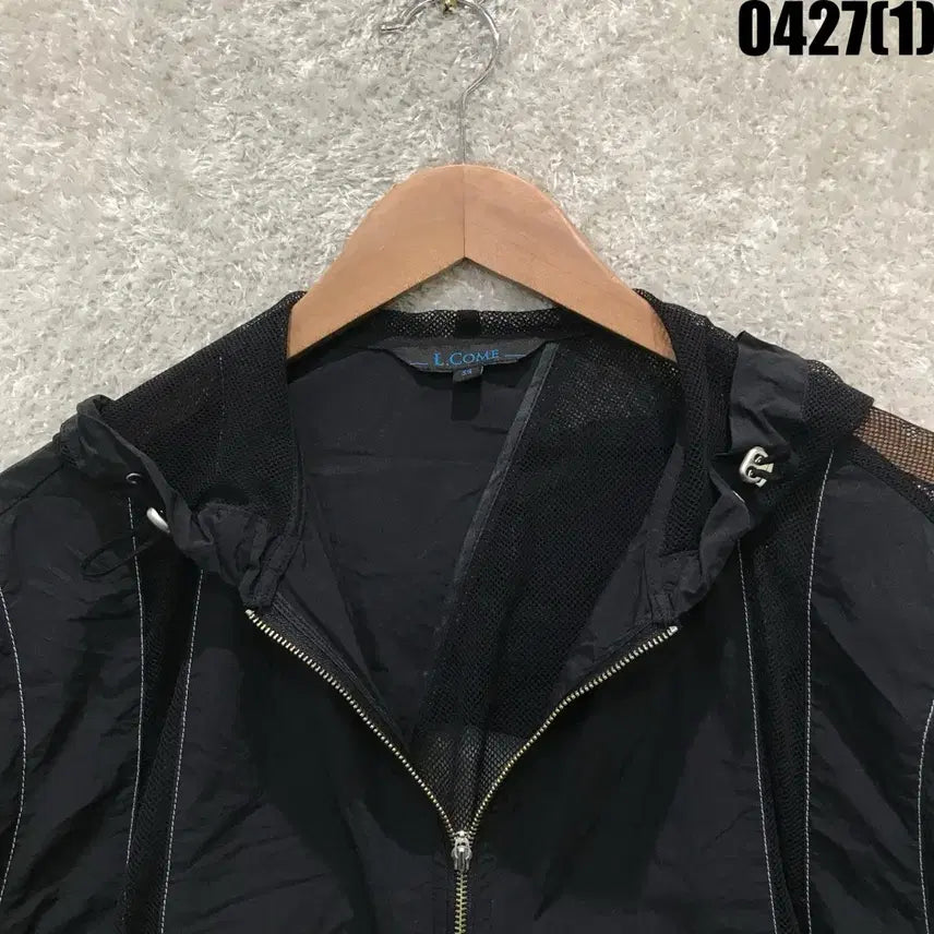 [SOLD OUT] L.Come 블랙 메쉬 후드 집업 자켓 s