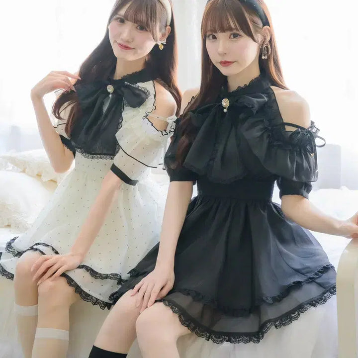[BUNJANG] 로지타 ROJITA 보우타이 리본 아메리칸 소매 스타일 반팔 원피스 / 로지타 ROJITA 보우타이 리본 아메리칸 소매 스타일 반팔 원피스