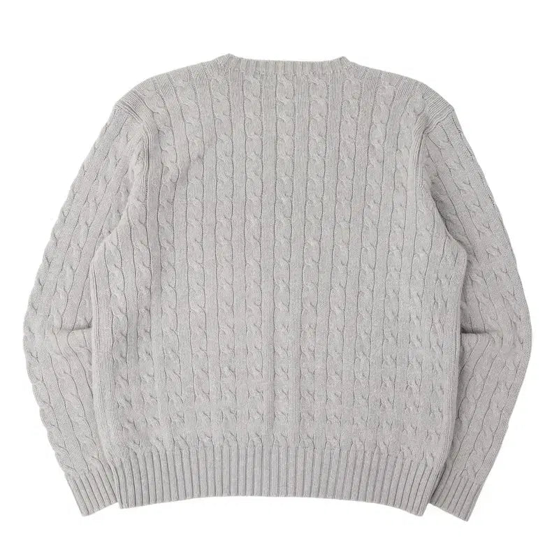[BUNJANG] Polo Ralph Lauren Light Gray Cotton Cable Knit Sweater / 폴로랄프로렌 라이트 그레이 코튼 케이블 니트