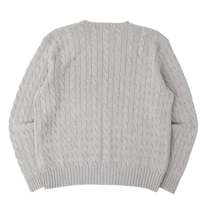 [BUNJANG] Polo Ralph Lauren Light Gray Cotton Cable Knit Sweater / 폴로랄프로렌 라이트 그레이 코튼 케이블 니트