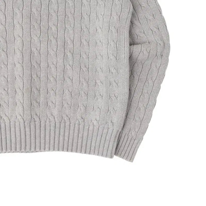 [BUNJANG] Polo Ralph Lauren Light Gray Cotton Cable Knit Sweater / 폴로랄프로렌 라이트 그레이 코튼 케이블 니트