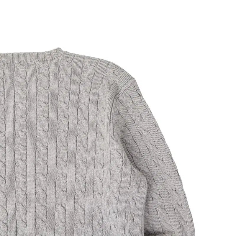 [BUNJANG] Polo Ralph Lauren Light Gray Cotton Cable Knit Sweater / 폴로랄프로렌 라이트 그레이 코튼 케이블 니트