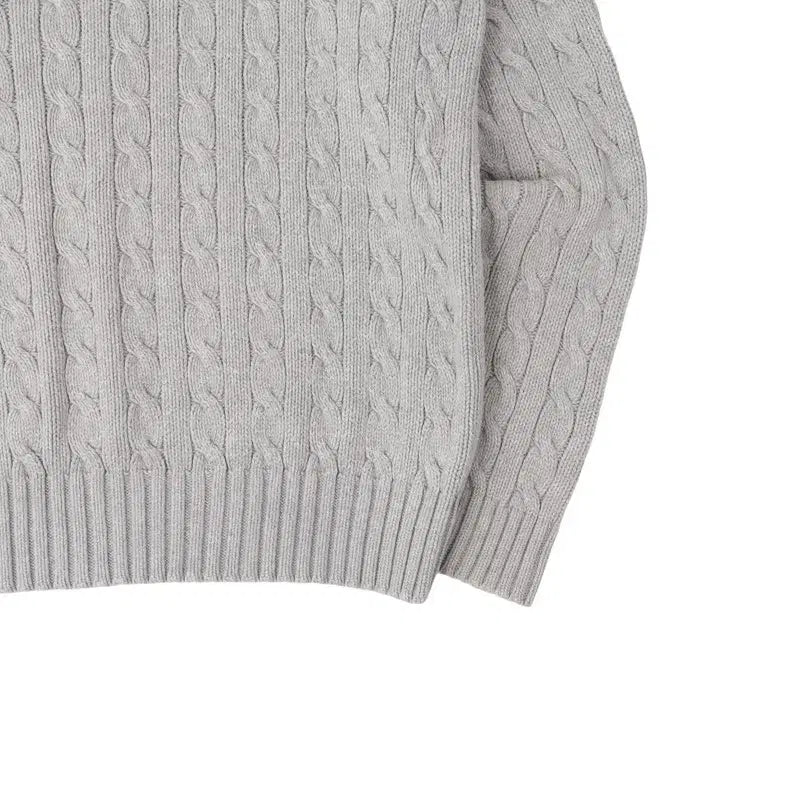 [BUNJANG] Polo Ralph Lauren Light Gray Cotton Cable Knit Sweater / 폴로랄프로렌 라이트 그레이 코튼 케이블 니트