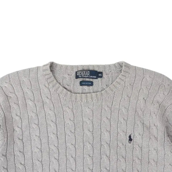 [BUNJANG] Polo Ralph Lauren Light Gray Cotton Cable Knit Sweater / 폴로랄프로렌 라이트 그레이 코튼 케이블 니트