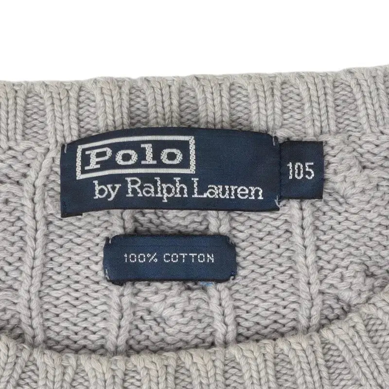 [BUNJANG] Polo Ralph Lauren Light Gray Cotton Cable Knit Sweater / 폴로랄프로렌 라이트 그레이 코튼 케이블 니트